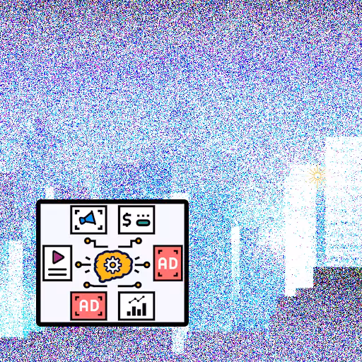A square panel showcasing a programmatic ads logo over a pixelated night city image.