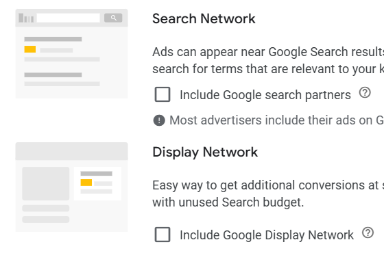 A screenshot of the Google Ads interface showing the opt-in settings for secondary traffic networks.